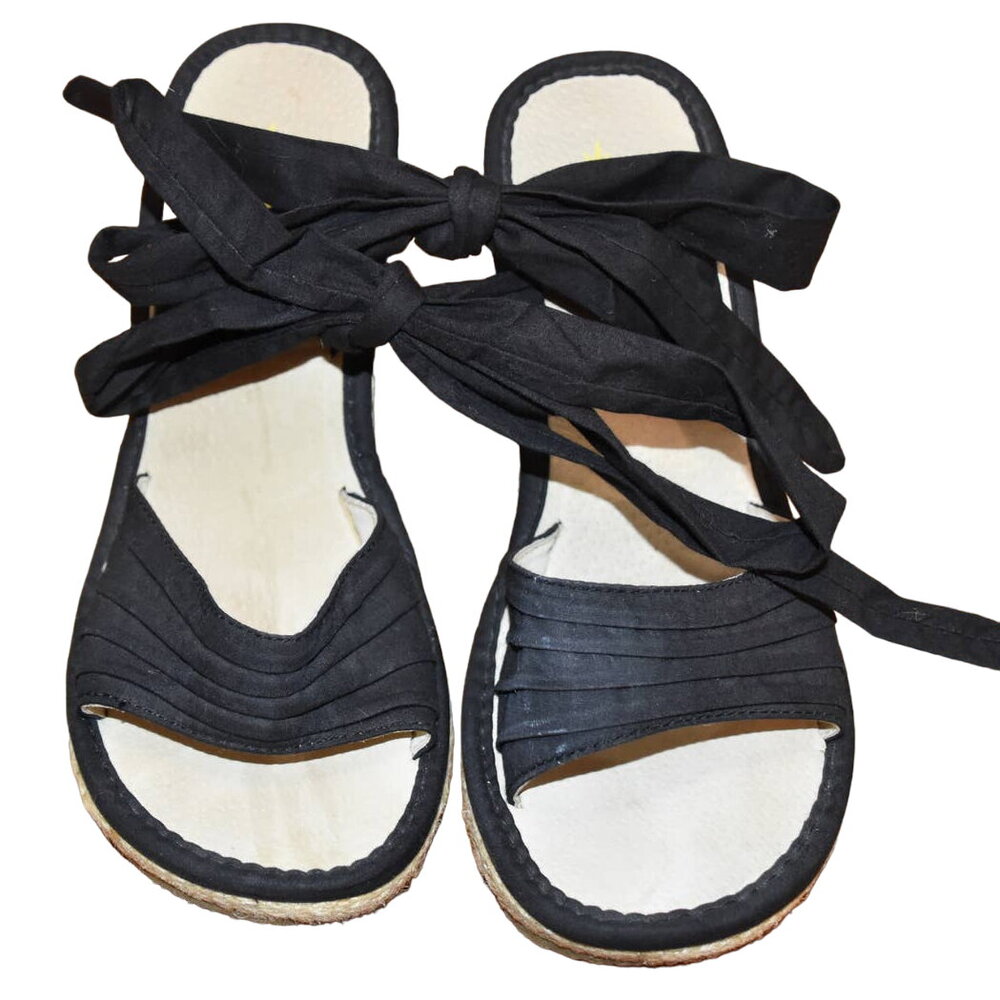 Volatile Esparillas Open Toe Woven Heel Sandal, Black, Women's US 7
